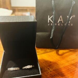 14k white gold and diamond ring set